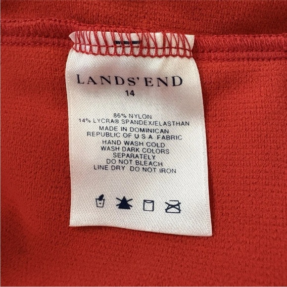 Lands End Orange Ribbed Tankini‎ Top Swimsuit Womens Size 14 (731) - Picture 3 of 4